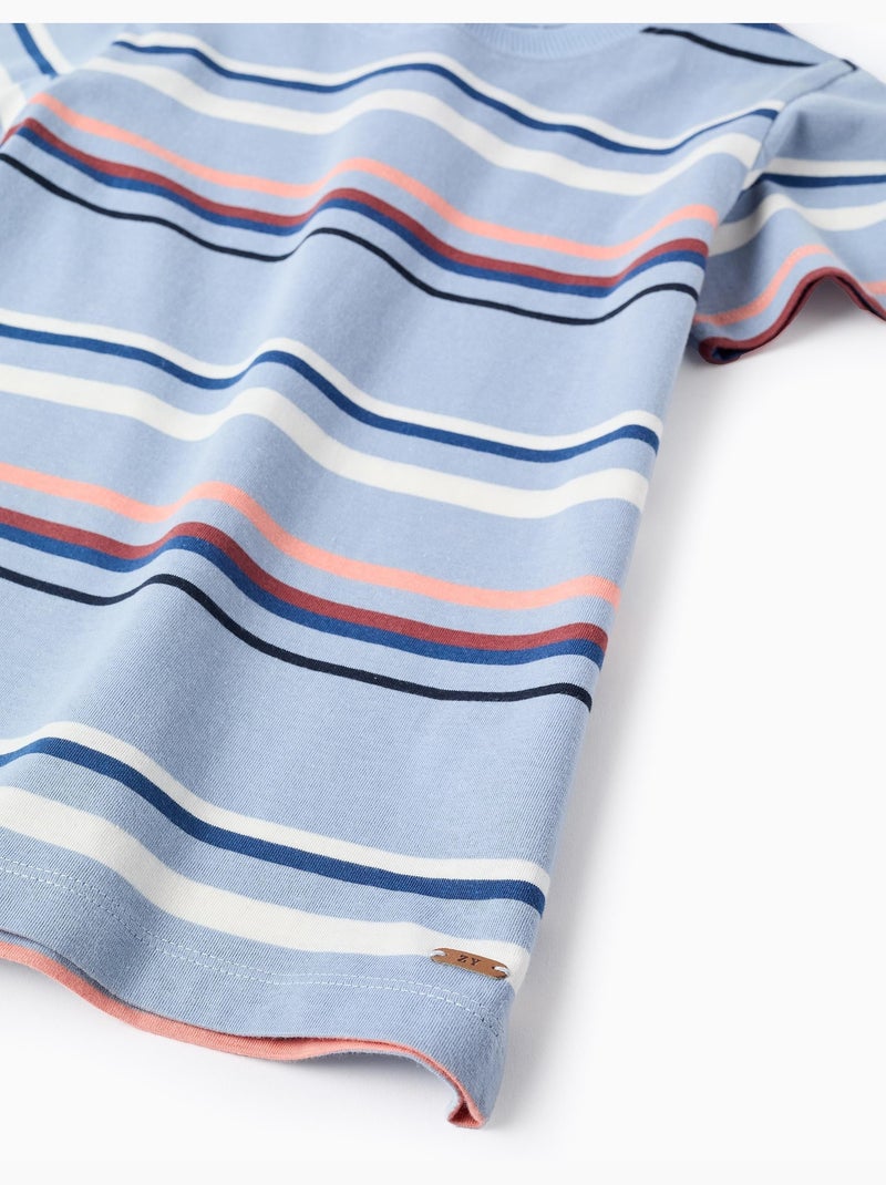 Camiseta en algodón a rayas Azul claro - Kiabi