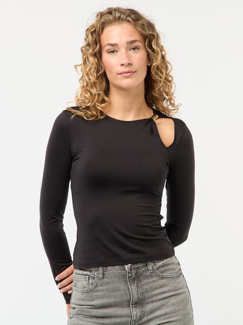 Camiseta entallada con detalle dorado - Kiabi