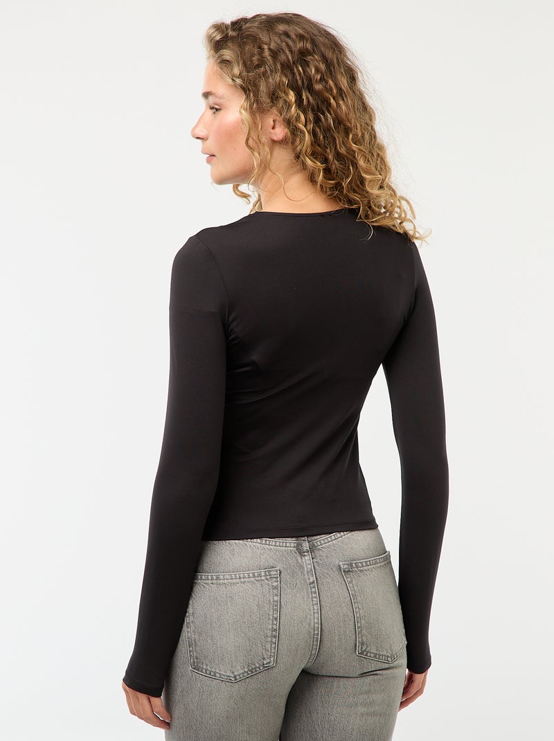 Camiseta entallada con detalle dorado Negro - Kiabi