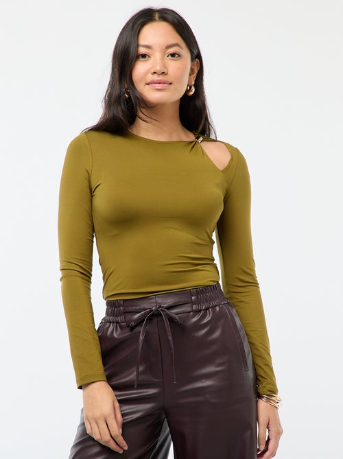 Camiseta entallada con detalle dorado - Kiabi