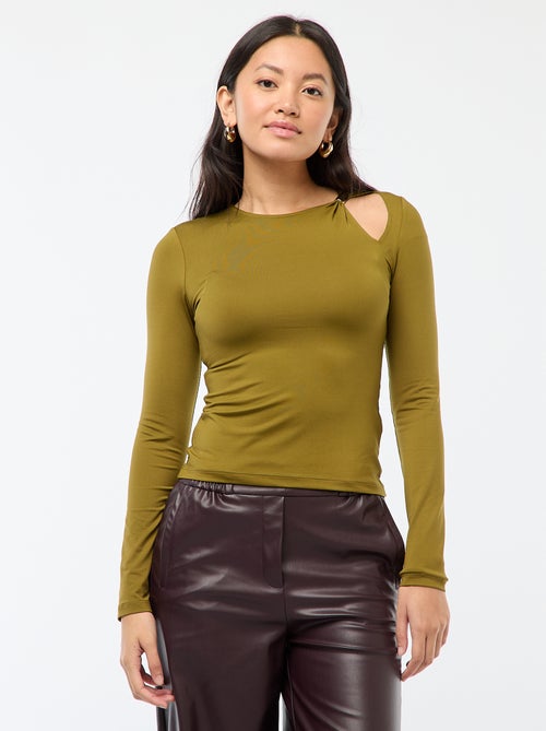 Camiseta entallada con detalle dorado - Kiabi