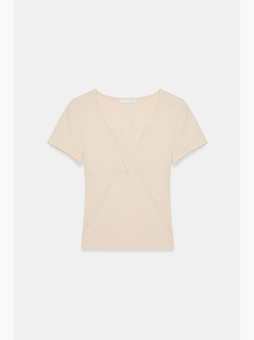 Camiseta entallada de manga corta con cuello de pico dilvin - Kiabi