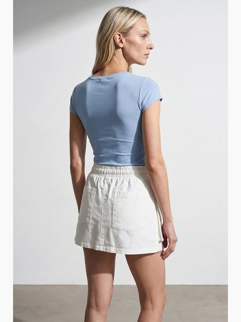 Camiseta entallada escote pico manga corta dilvin Azul cielo - Kiabi