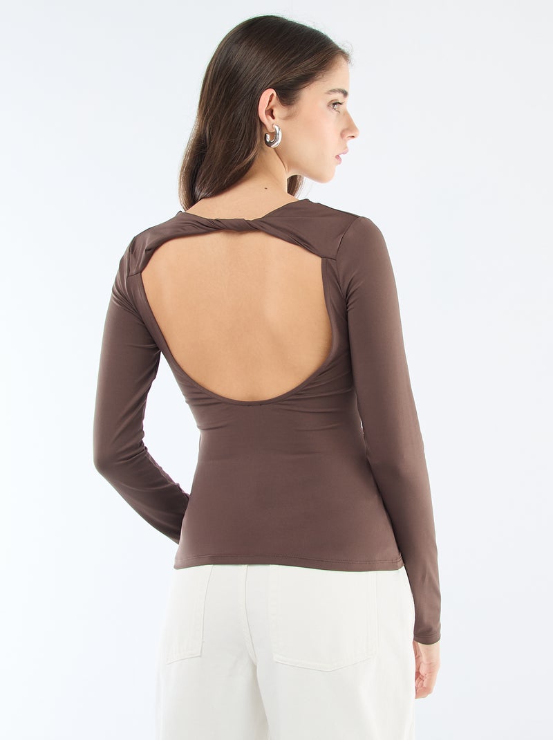 Camiseta espalda descubierta Marron - Kiabi