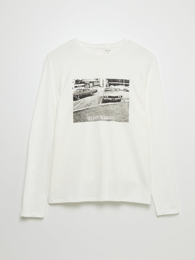 Camiseta estampada - colección fácil de poner BLANCO - Kiabi