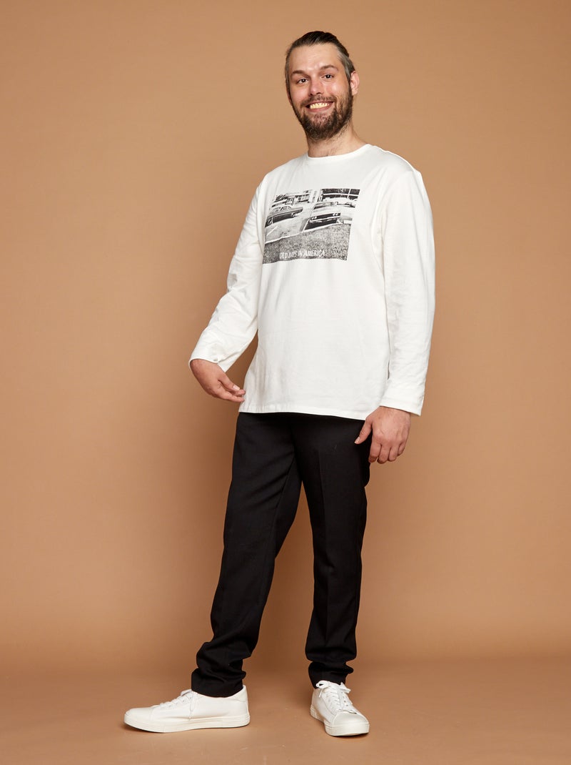 Camiseta estampada - colección fácil de poner BLANCO - Kiabi