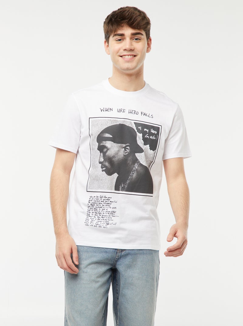 Camiseta estampada '2Pac' blanco - Kiabi