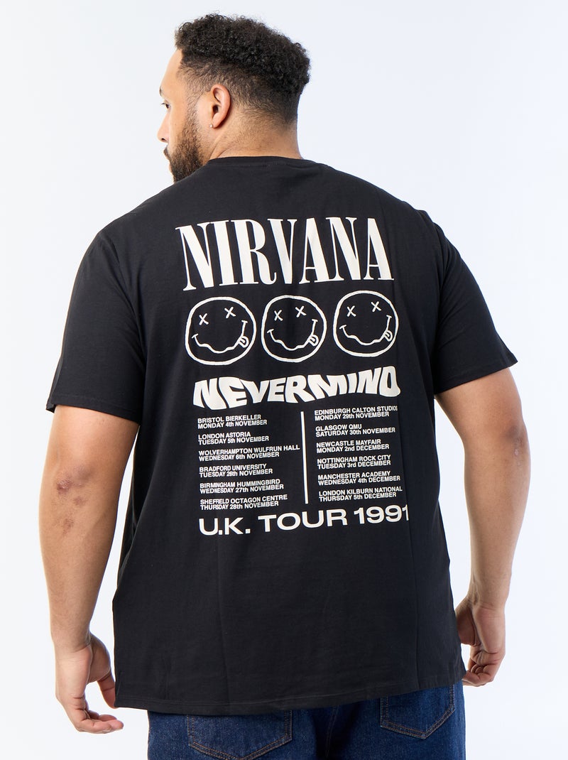 Camiseta estampada a doble cara 'Nirvana' Negro - Kiabi
