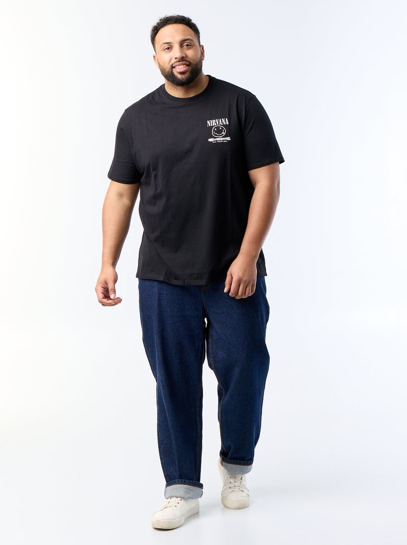 Camiseta estampada a doble cara 'Nirvana' Negro - Kiabi