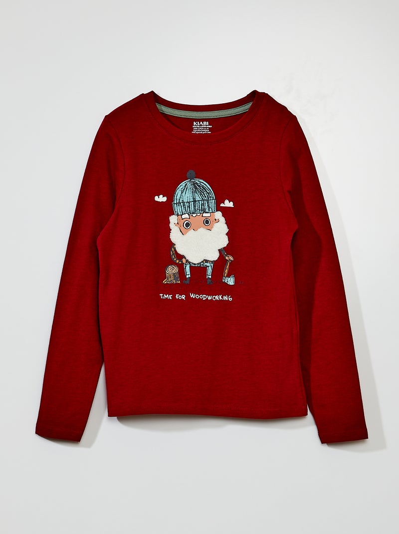 Camiseta estampada + aplique ROJO - Kiabi