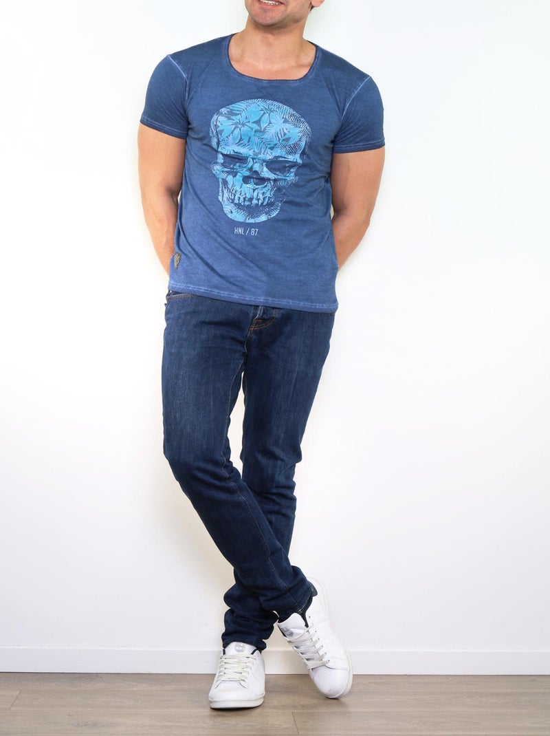 Camiseta estampada Azul - Kiabi