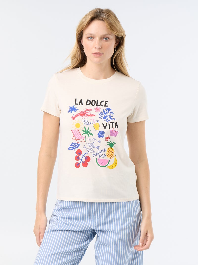 Camiseta estampada Blanco - Kiabi