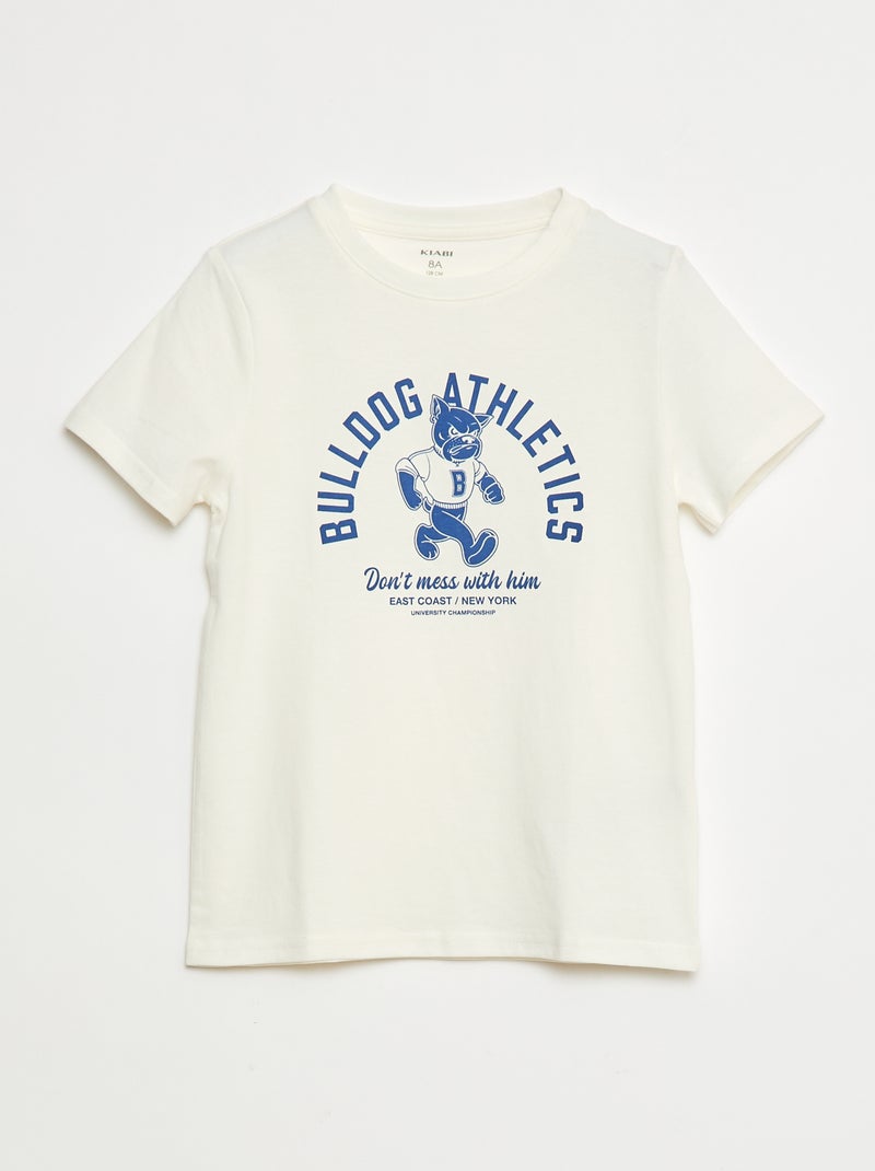 Camiseta 'La Familia' Kiwistar - Estampado Blanco, Talla M, 100% Algodón, Corte Moderno