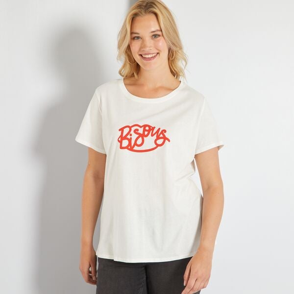 Camiseta estampada tallas grandes mujer - BLANCO - Kiabi - 6,00€