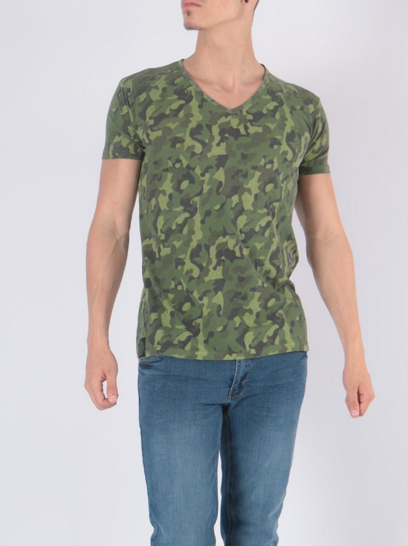 Camiseta estampada Caqui - Kiabi