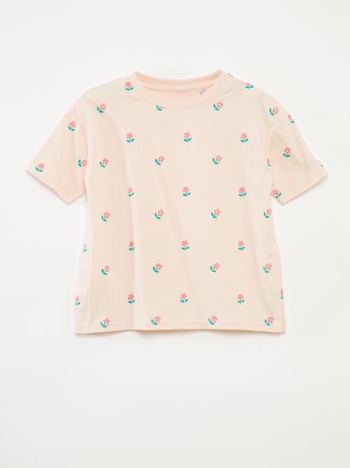 Camiseta estampada con abertura de botones a presión en el hombro - colección fácil de poner - Kiabi