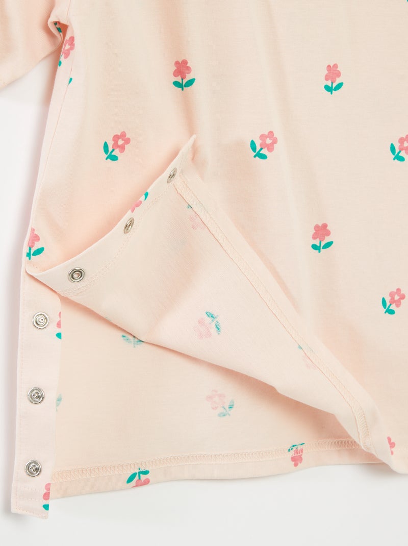 Camiseta estampada con abertura de botones a presión en el hombro - colección fácil de poner ROSA - Kiabi