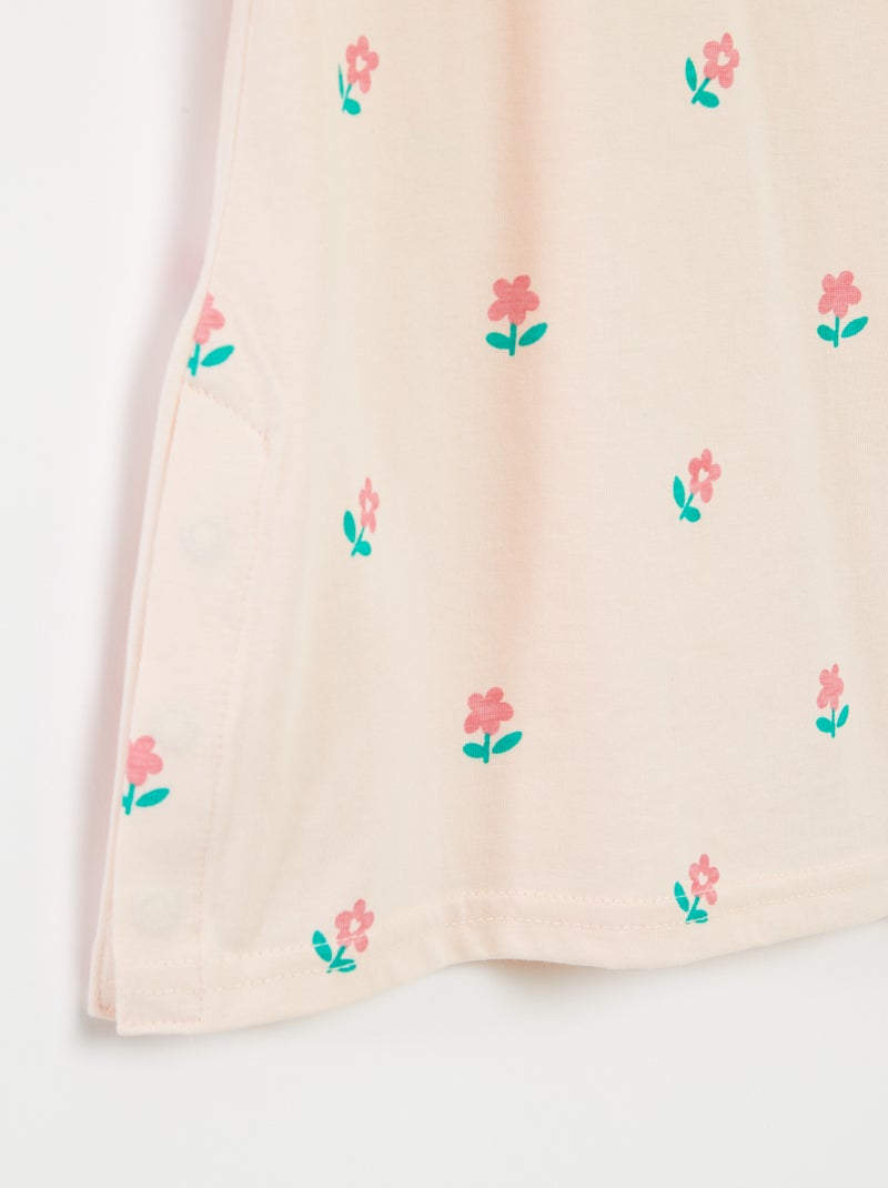 Camiseta estampada con abertura de botones a presión en el hombro - colección fácil de poner ROSA - Kiabi