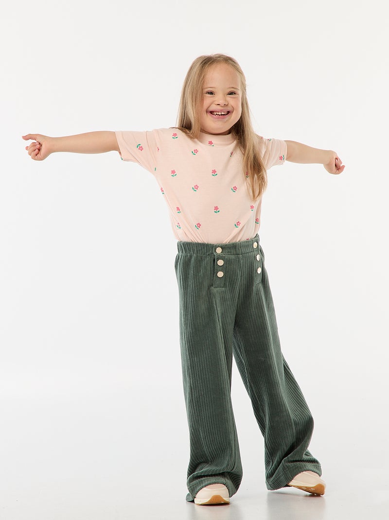 Camiseta estampada con abertura de botones a presión en el hombro - colección fácil de poner ROSA - Kiabi