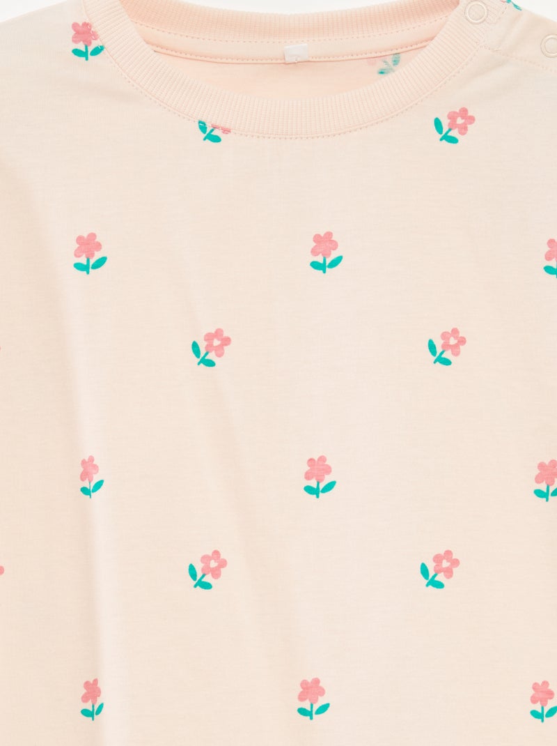 Camiseta estampada con abertura de botones a presión en el hombro - colección fácil de poner ROSA - Kiabi