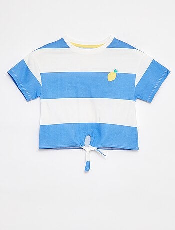 Camiseta estampada con bajo anudable
