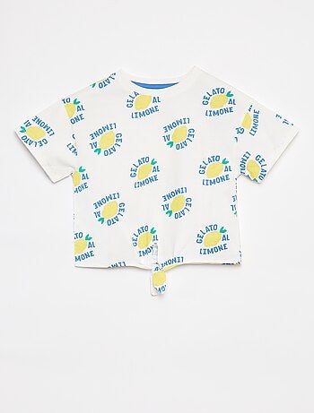 Camiseta estampada con bajo anudable