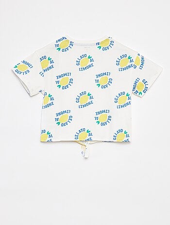 Camiseta estampada con bajo anudable