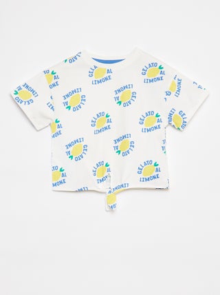 Camiseta estampada con bajo anudable