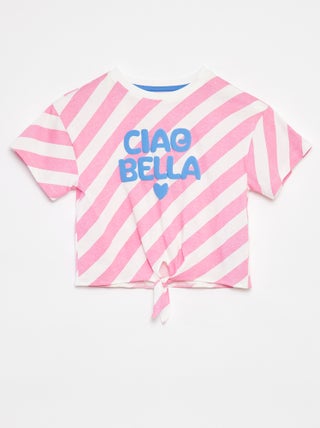 Camiseta estampada con bajo anudable