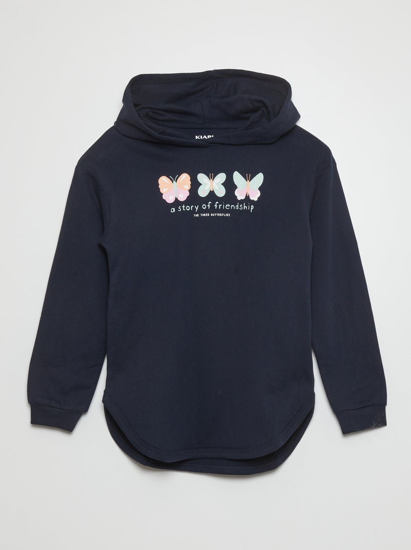 Camiseta estampada con capucha AZUL - Kiabi