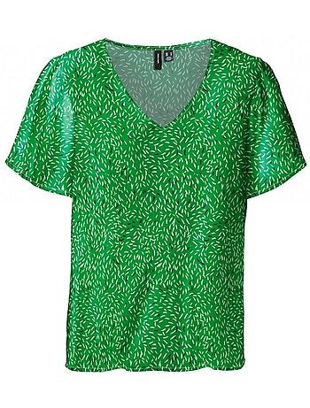 Camiseta Vero Moda de cuello pico con estampado para mujer,