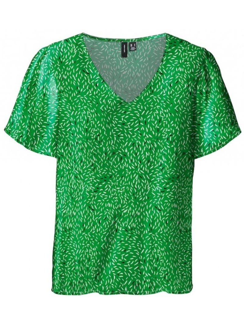 Camiseta Estampada con Cuello de Pico para Mujer Vero Moda Verde - Kiabi