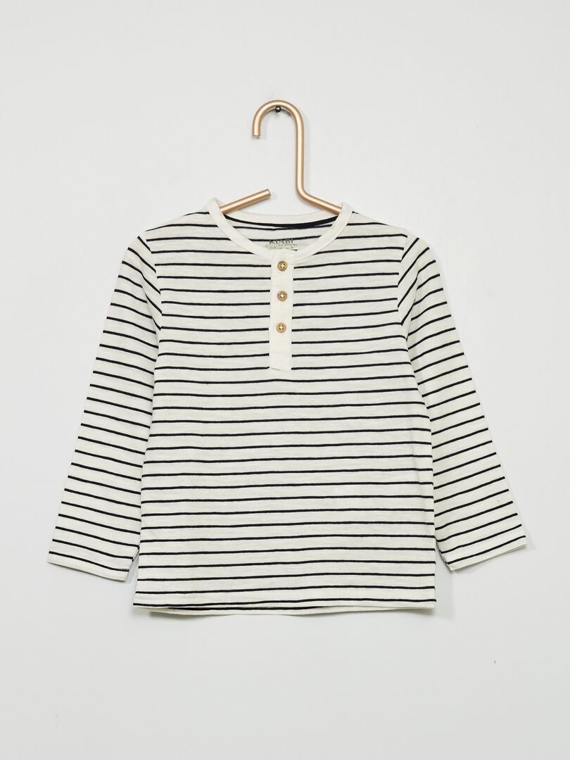 Camiseta estampada con cuello panadero BLANCO - Kiabi