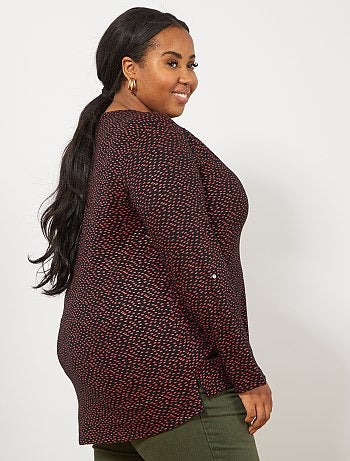 Tallas grandes mujer - Camiseta estampada con cuello panadero - Kiabi