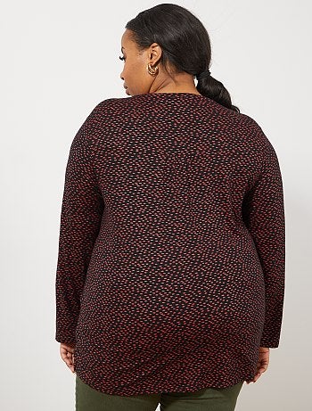 Tallas grandes mujer - Camiseta estampada con cuello panadero - Kiabi