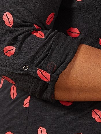 Tallas grandes mujer - Camiseta estampada con cuello panadero - Kiabi