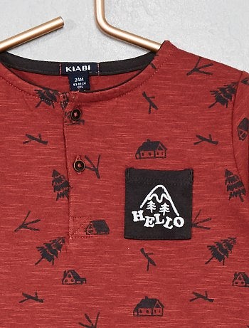 Camiseta estampada con cuello panadero - Kiabi