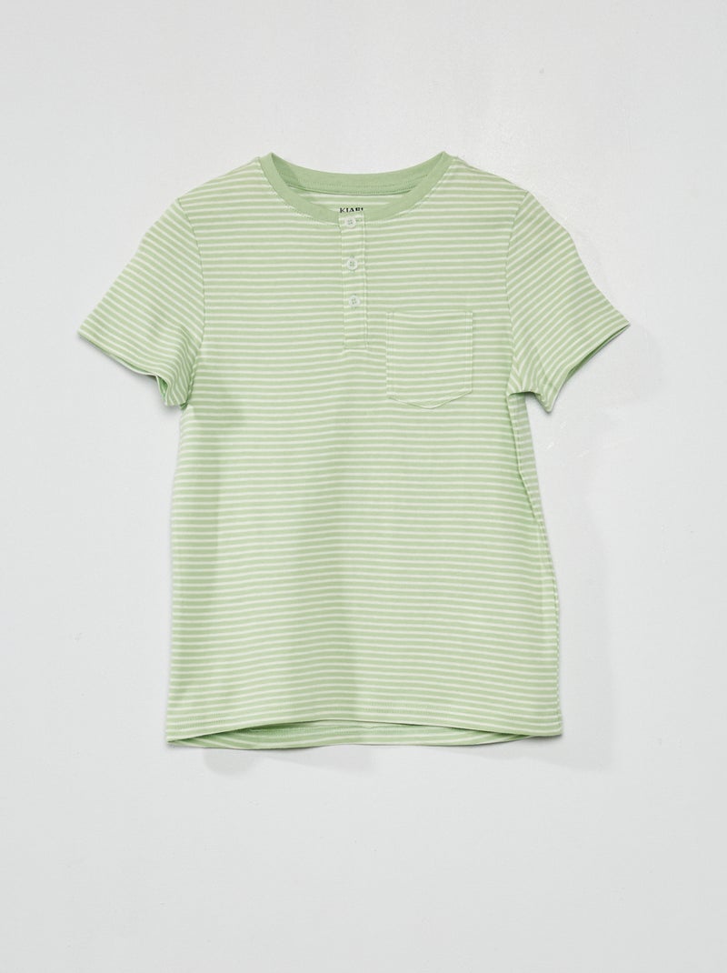 Camiseta estampada con cuello panadero VERDE - Kiabi