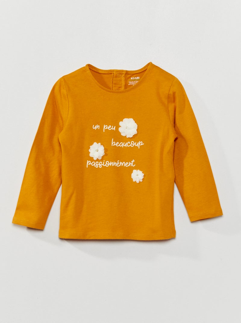 Camiseta estampada con cuello redondo AMARILLO - Kiabi