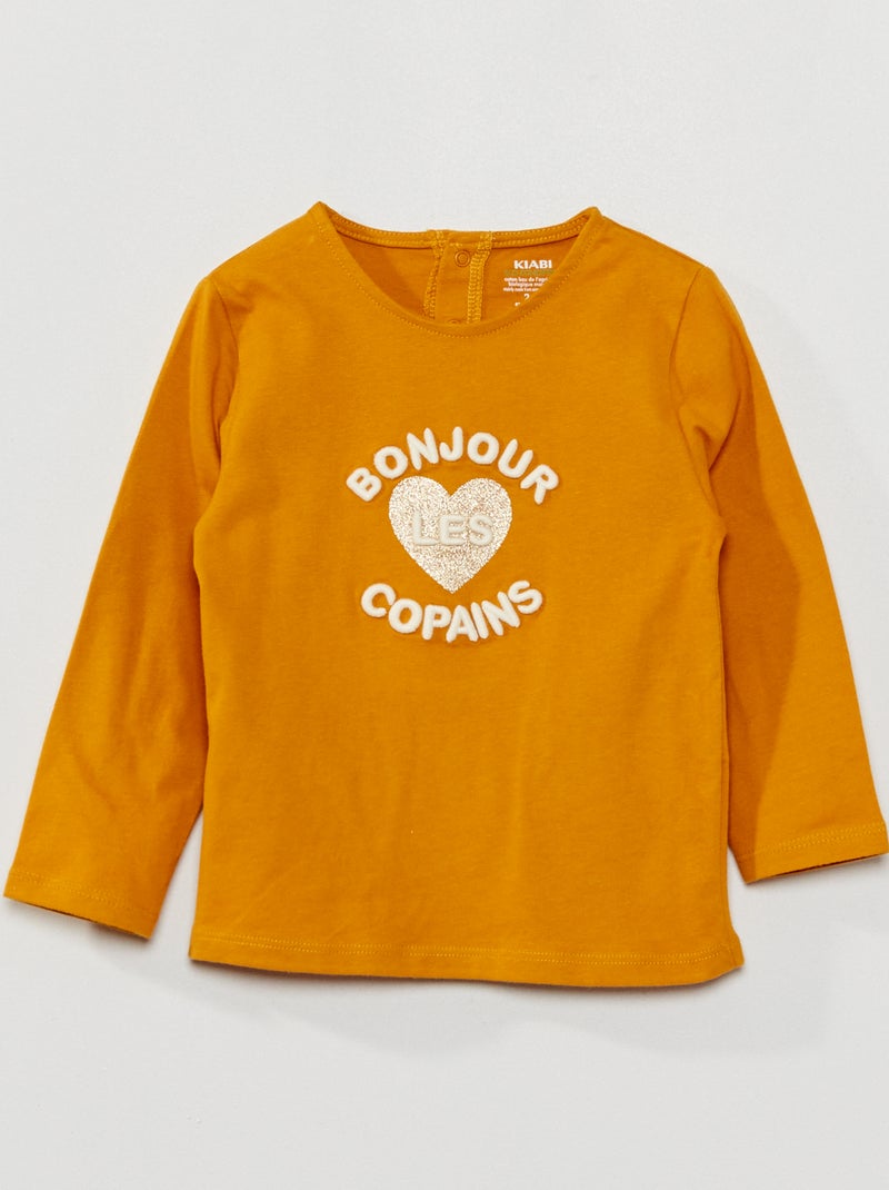 Camiseta estampada con cuello redondo AMARILLO - Kiabi