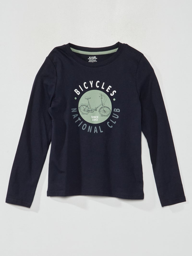 Camiseta estampada con cuello redondo AZUL - Kiabi