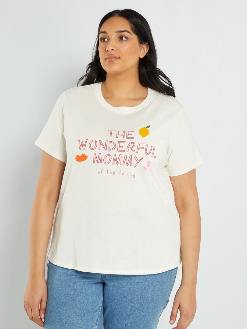 Camiseta estampada con cuello redondo BLANCO - Kiabi