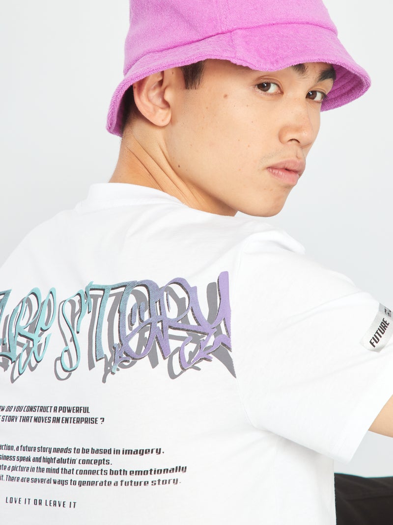Camiseta estampada con cuello redondo Blanco - Kiabi