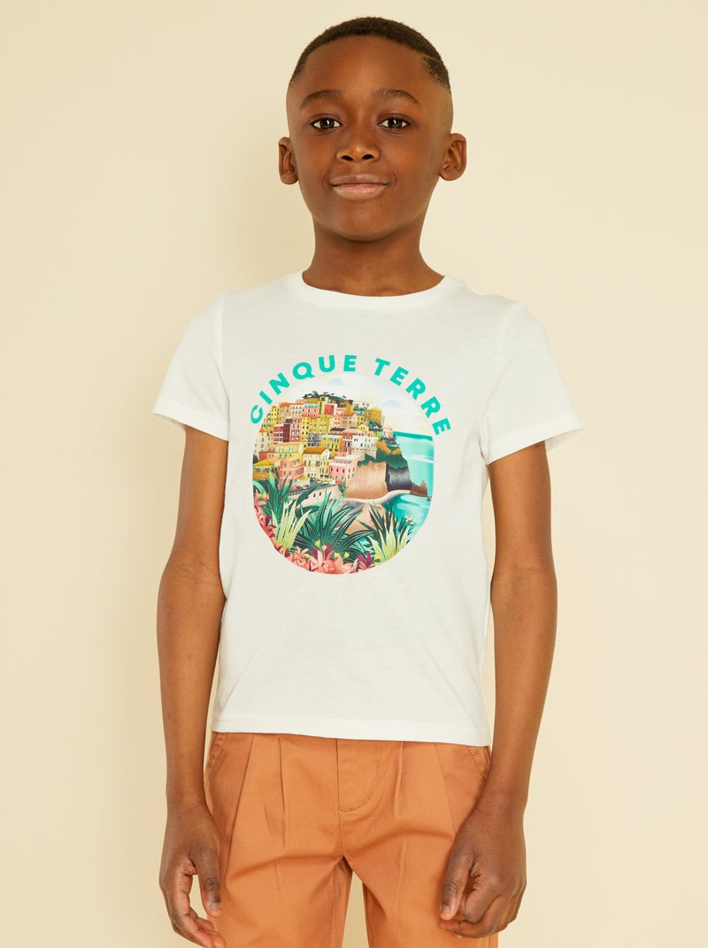 Camiseta estampada con cuello redondo BLANCO - Kiabi
