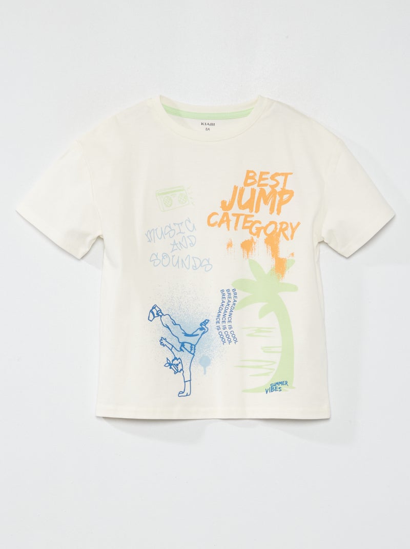 Camiseta estampada con cuello redondo BLANCO - Kiabi