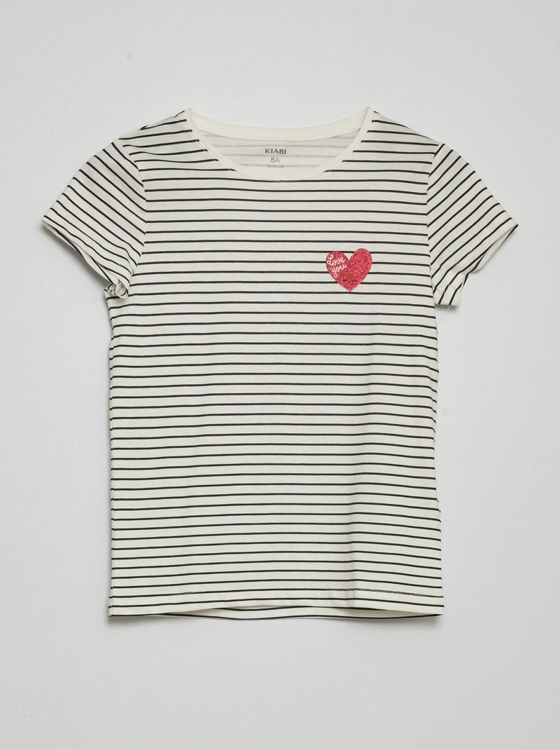 Camiseta estampada con cuello redondo BLANCO - Kiabi