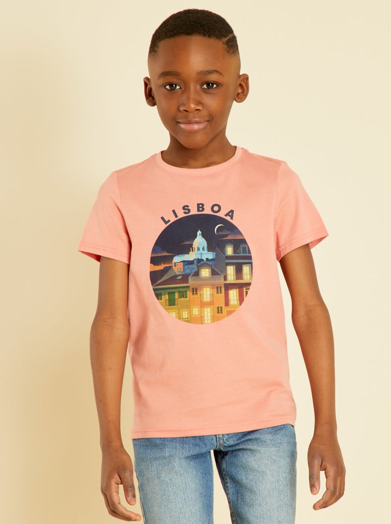 Camiseta estampada con cuello redondo ROSA - Kiabi