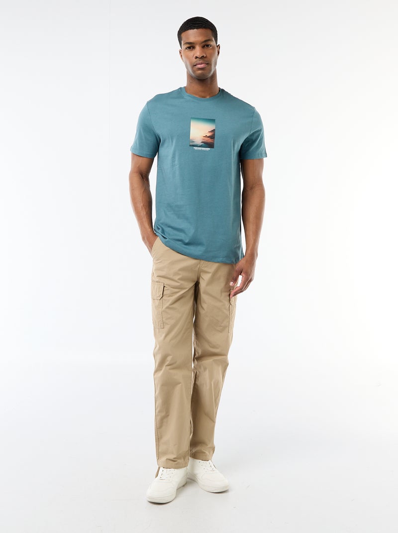 Camiseta estampada con diseño original Azul - Kiabi