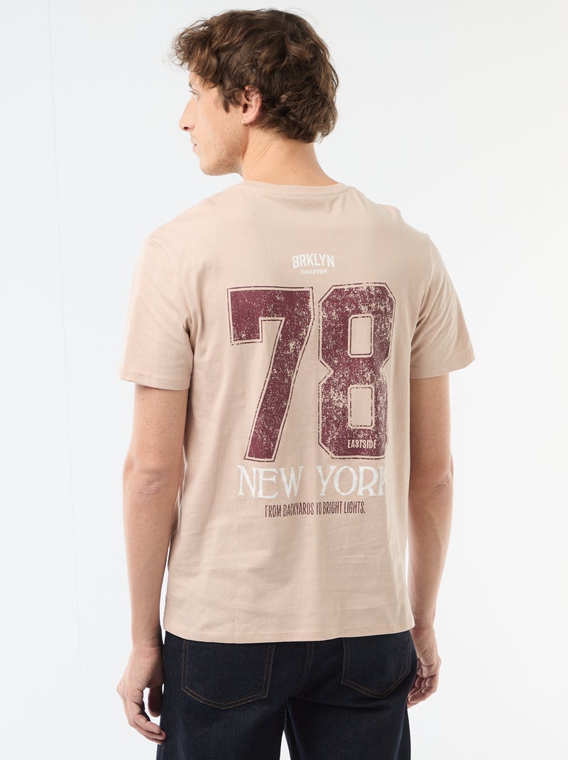 Camiseta estampada con diseño original Beige - Kiabi