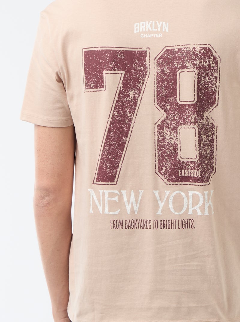 Camiseta estampada con diseño original Beige - Kiabi